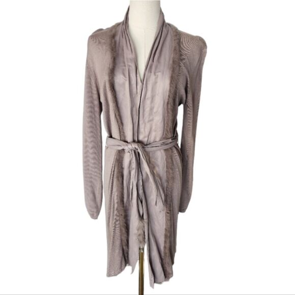 Kapalua long Cardigan with rabbit fur trim - Size 8/10 - Picture 1 of 13